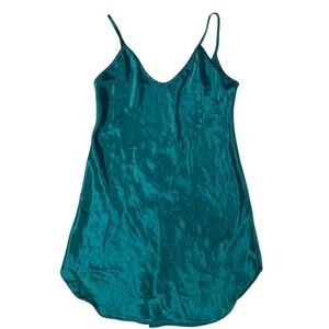 Vintage‎ Honors Intimates Teal Satin Slip Dress Mini Spaghetti Women's Small